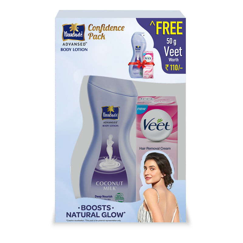 Parachute Advansed Coconut Milk Deep Nourish Body Lotion + Free Veet Silk & Fresh 50gm Worth Rs.110/-