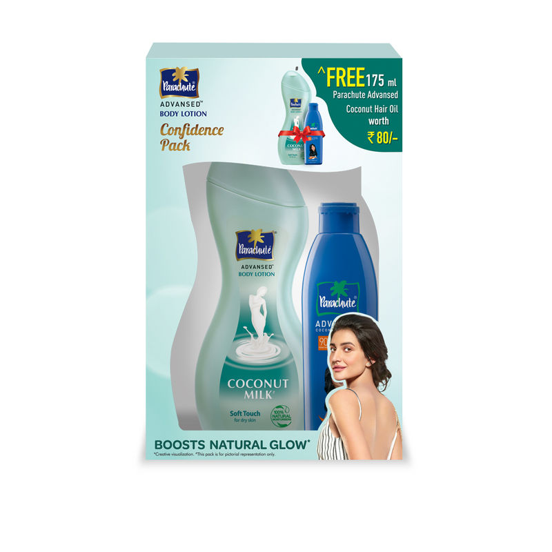Parachute Advansed Coconut Milk Soft Touch Body Lotion With Coconut Hair Oil With Free Worth Rs.80