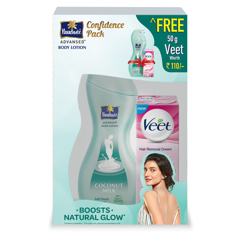 Parachute Advansed Coconut Milk Soft Touch Body Lotion + Free Veet Hair Removing Cream Worth Rs.110