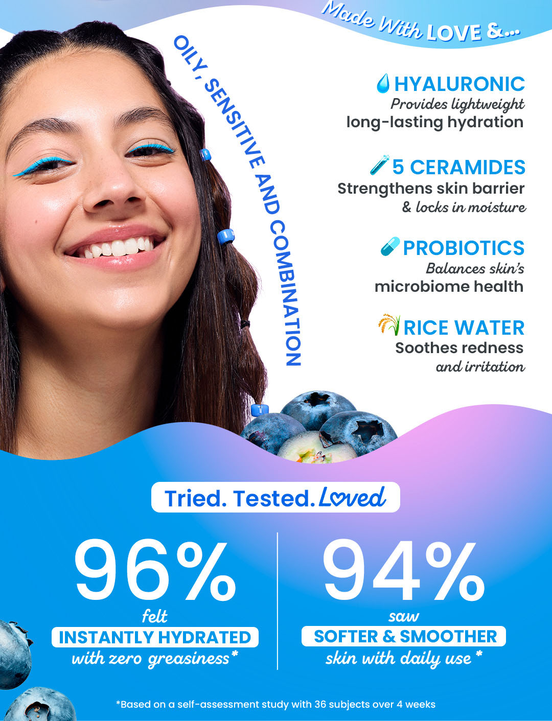 Japanese rice water, Oil-free hydration, 120 hr moisture lock