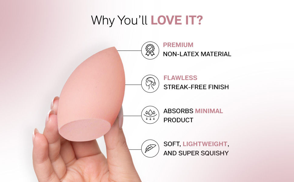 FLiCKA Beauty Blender - Premium Non-Latex, Flawless Finish, Minimal Absorption, Soft & Squishy