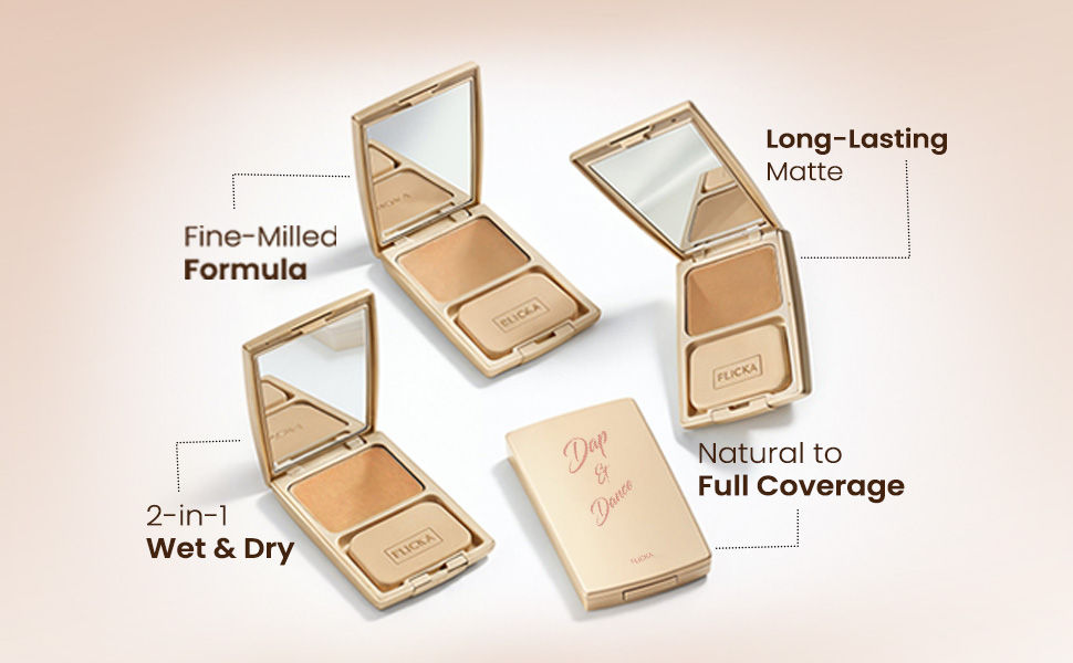 FLiCKA Dap & Dance - 2-in-1 Wet & Dry: Use dry for natural matte finish, wet for higher coverage