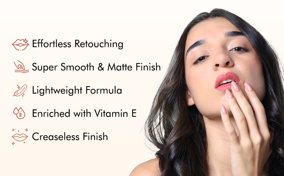 FLiCKA R U Ready Liquid Matte Lipstick - Effortless Retouching, Super Smooth Matte Finish, Lightweight Formula, Enriched with Vitamin E, Creaseless Finish