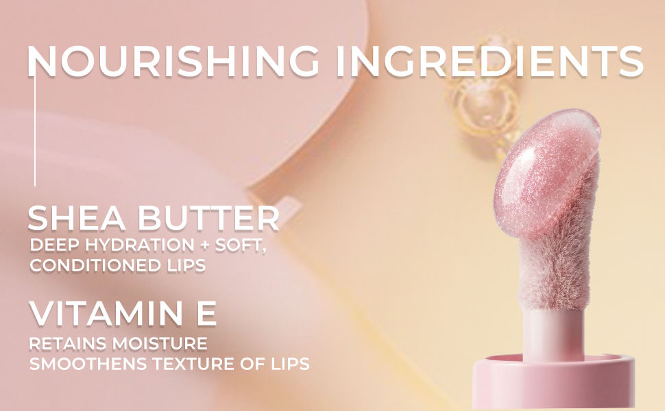 FLiCKA Luxe Lip Gloss Nourishing Ingredients - Shea Butter for Deep Hydration and Soft Conditioned Lips, Vitamin E Retains Moisture and Smoothens Texture