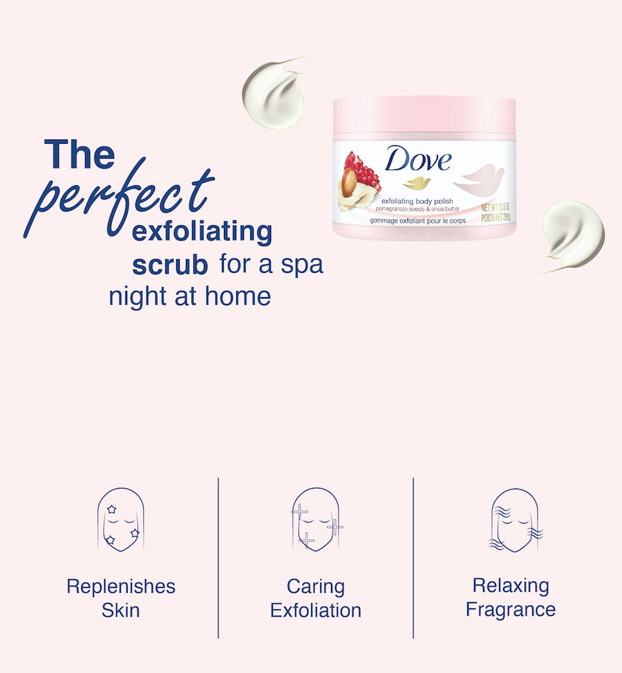 Dove Exfoliating Body Polish Scrub with Pomegranate Seeds and Shea Butter Buy Dove Exfoliating