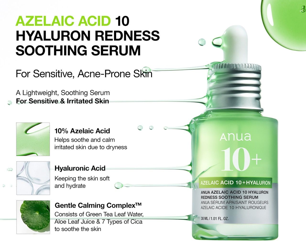 Anua Azelaic Acid 10 Hyaluron Redness Soothing Serum
