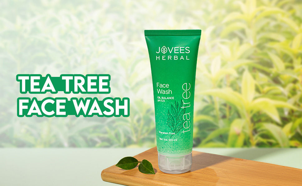 Jovees Herbal Tea Tree Face Wash For Oily & Acne Free Glowing Skin | tea Tree Face Wash | face wash for oily skin | face wash for skin whitening | facewash for brightening skin | tan removal face wash | face wash for dry skin | salicylic face wash | vitamin c face wash | face wash for clear skin | face wash for oily and acne prone skin | cleanser for oily skin