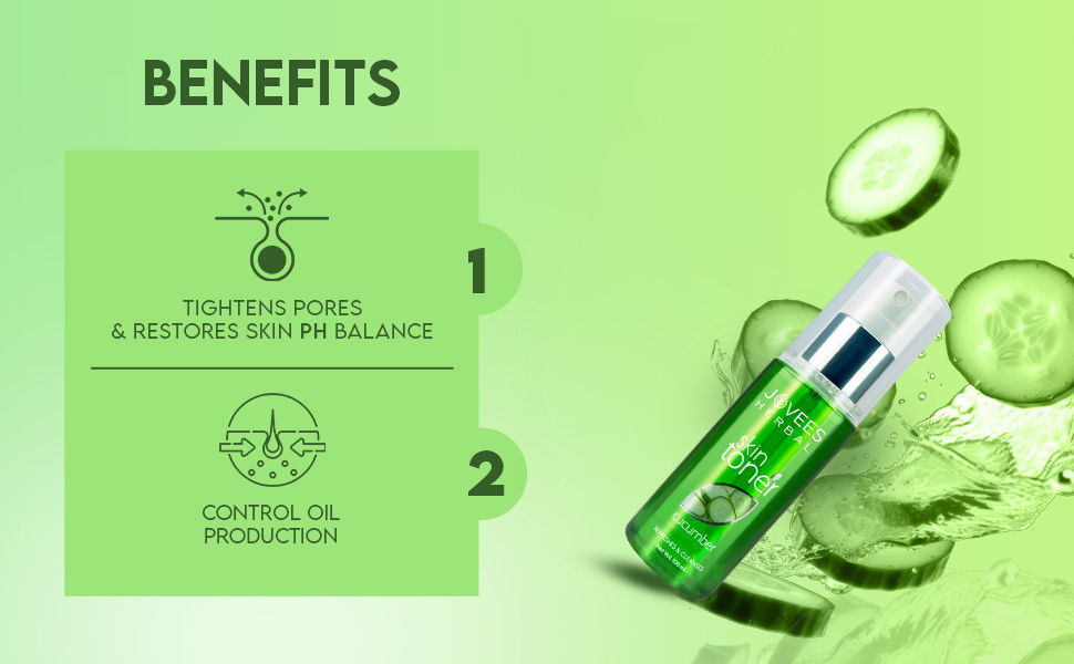 Jovees Herbal Cucumber Skin Toner For Face for Oily, Sensitive and Acne Prone Skin | skin toner for glowing skin | Skin toner for women | skin toner for dry skin | skin toner for acne | skin care for clear skin | skin toner mist | skin toner | natural skin toner | face toner | cucumber Skin Toner | cucumber toner