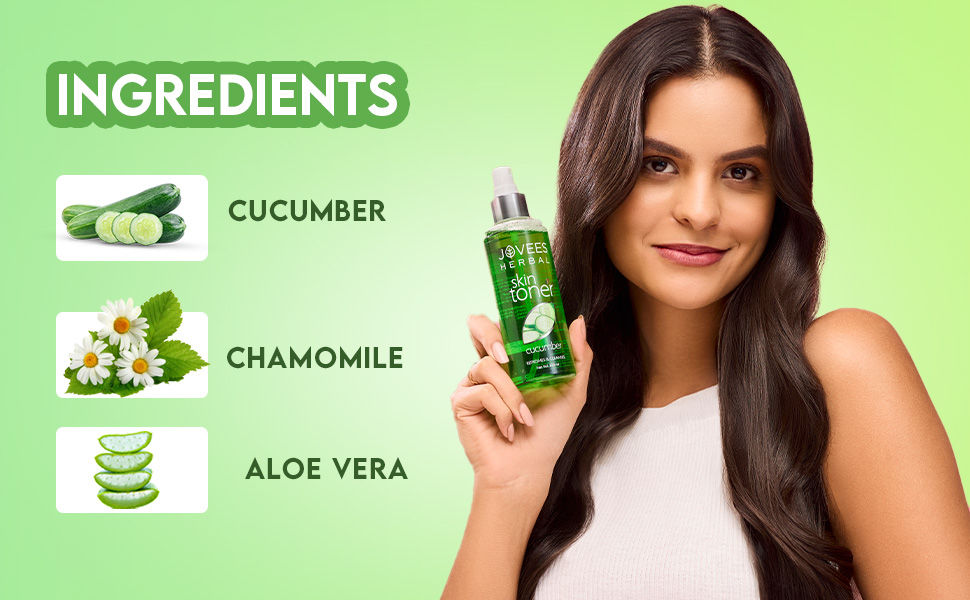Jovees Herbal Cucumber Skin Toner For Face for Oily, Sensitive and Acne Prone Skin | skin toner for glowing skin | Skin toner for women | skin toner for dry skin | skin toner for acne | skin care for clear skin | skin toner mist | skin toner | natural skin toner | face toner | cucumber Skin Toner | cucumber toner