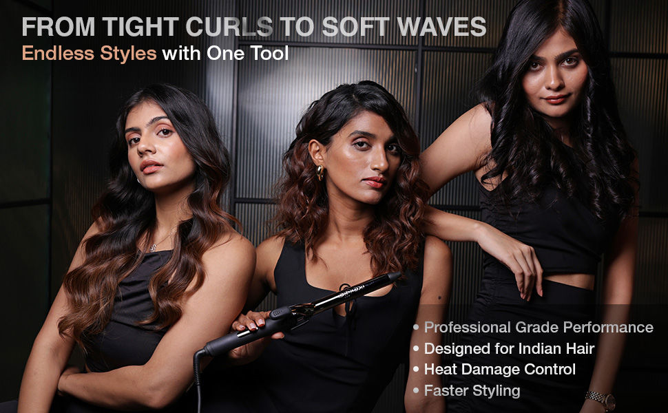 From Tight Curls to Soft Waves - Endless Styles with One Tool - Professional Grade Performance - Designed for Indian Hair - Heat Damage Control - Faster Styling