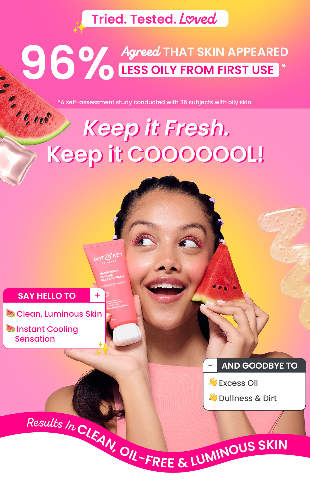 DOT & KEY Watermelon Super Glow Gel Face Wash With Vitamin C&Cucumber|Face Wash For Glowing Skin|Oil Free Face Wash|Removes Excess Oil&Dirt|For Combination & Oily Skin|For Women & Men | Gentle cleanser | Skin brightening | Non-drying | Sulphate-free | Controls excess oil