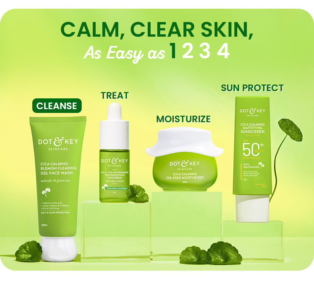 Dot & Key CICA Face Wash for Acne Prone Skin, 2% Salicylic Acid Face Wash with Green Tea | For Oily & Sensitive Skin | Sulphate Free Face Wash for Men & Women | Oil Control Face Wash with Zinc | 100ml | Acne-fighting cleanser | Redness reduction | Anti-inflammatory | Calms irritated skin | Sulphate-free