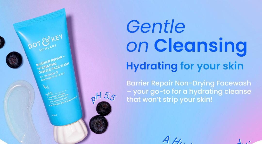 DOT & KEY Barrier Repair + Hydrating Gentle Face Wash With Probiotic|Ceremide Face Wash|Face Wash For Dry Skin,Normal Skin&Sensitive Skin|Gently Cleanses Skin From Dirt&Oil For Unisex,100Ml | Hydrating | Repairs/strengthens skin's barrier | Sulphate-free | Healthy Skin | Removes dirt, makeup & SPF