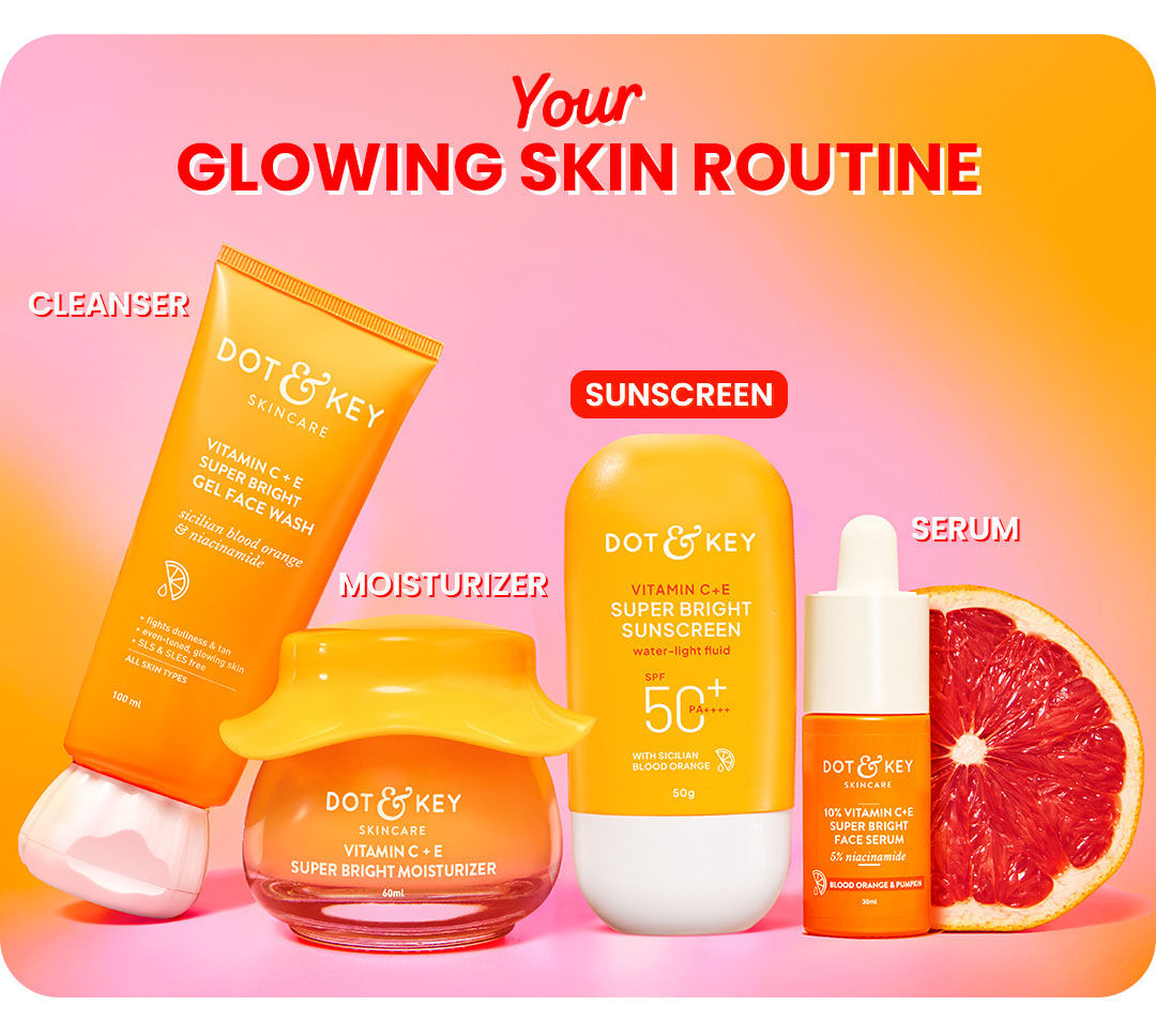 DOT & KEY Vitamin C + E Super Bright Sunscreen Spf 50 |Water-Light,UVA/UVB & Blue Light Protection|For Even Toned & Glowing Skin|With Liquid Spf 50+++| No White Cast| For All Skin Types| With hybrid UV filters | Non-sticky, non-greasy | Lightweight & quick absorbing | For all skin types