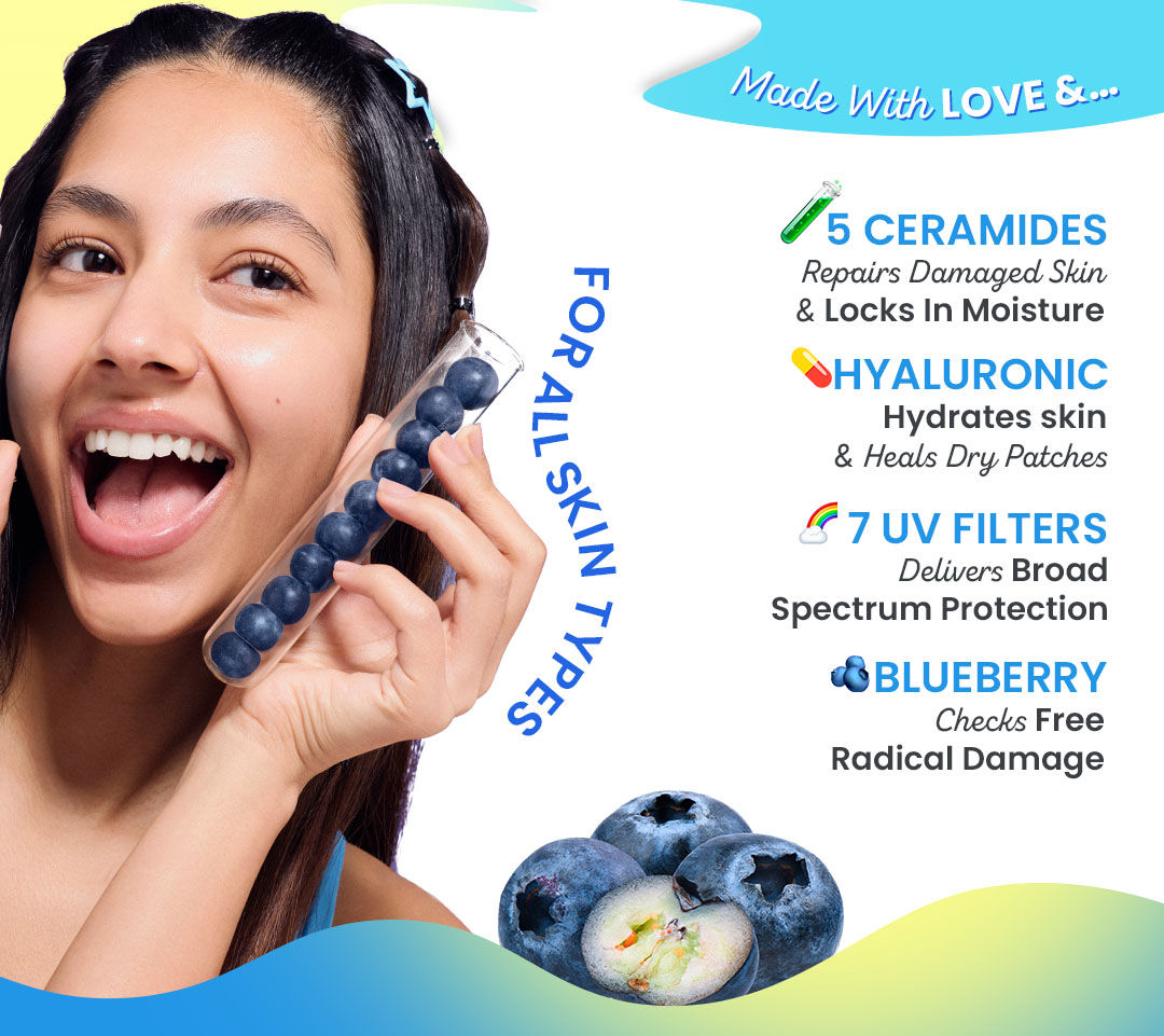 Dot & Key Blueberry Hydrate Barrier Repair Sunscreen Spf 50+,Pa++++|For Dry&Sensitive Skin|Non - Greasy Finish|No White Cast|Uv & Blue Light Protection|Broad Spectrum|For Women&Men | Blueberry-infused SPF shield | Trending sun care essentials | Blueberry bliss SPF defense | daily sunscreen | 5 ceramides | Radiant skin barrier care