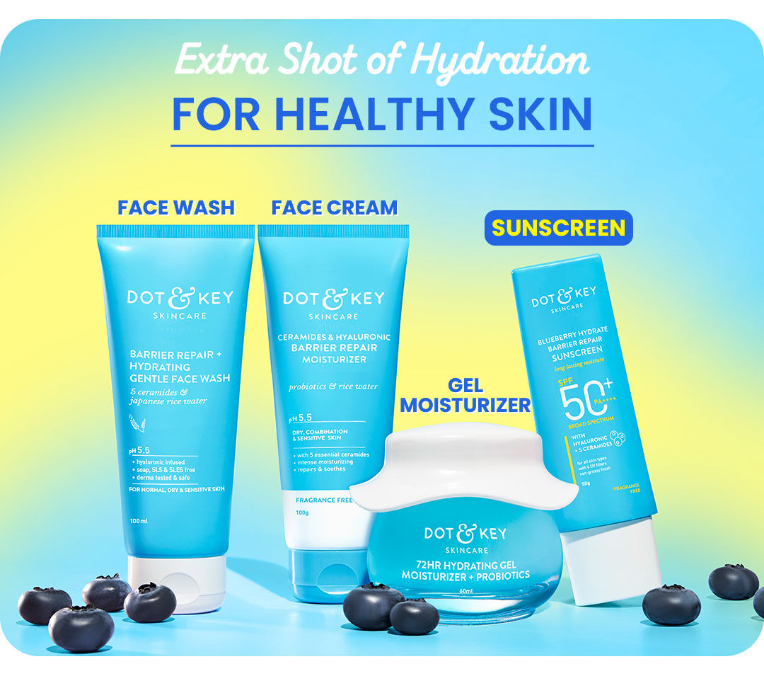 Dot & Key Blueberry Hydrate Barrier Repair Sunscreen Spf 50+,Pa++++|For Dry&Sensitive Skin|Non - Greasy Finish|No White Cast|Uv & Blue Light Protection|Broad Spectrum|For Women&Men | Blueberry-infused SPF shield | Trending sun care essentials | Blueberry bliss SPF defense | daily sunscreen | 5 ceramides | Radiant skin barrier care
