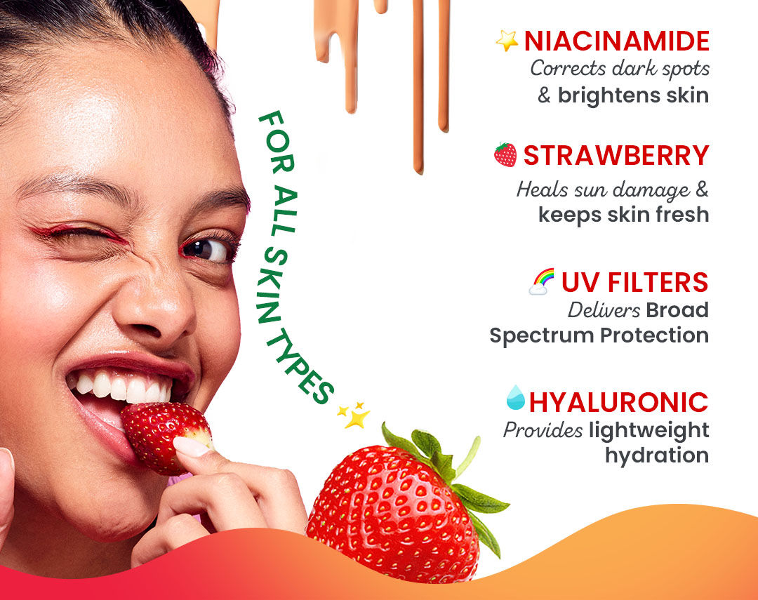 Dot & Key Strawberry Dew Tinted Sunscreen SPF 50+ Pa++++ - 01 Porcelain | Protection Against UA/UB | Broad Spectrum, Water & Sweat resistant | For All Skin Types | 50ml | Broad-spectrum protection | All-day wear | buildable coverage | medium | deep