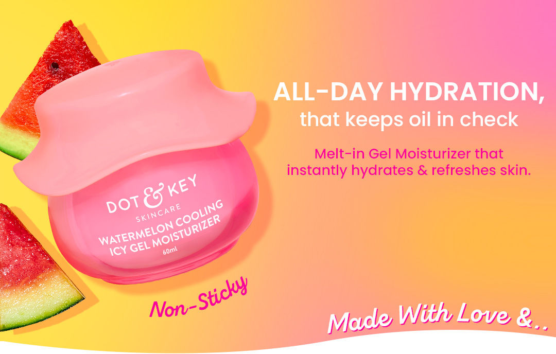 Dot & Key Watermelon Cooling Icy Gel Moisturizer, Instantly Cools Skin, With Hyaluronic & Niacinamide | Multi Molecular Hyaluronic Acid | Watermelon Extract | Controls surface oil | Refreshes skin | hydrating moisturiser for face | lightweight