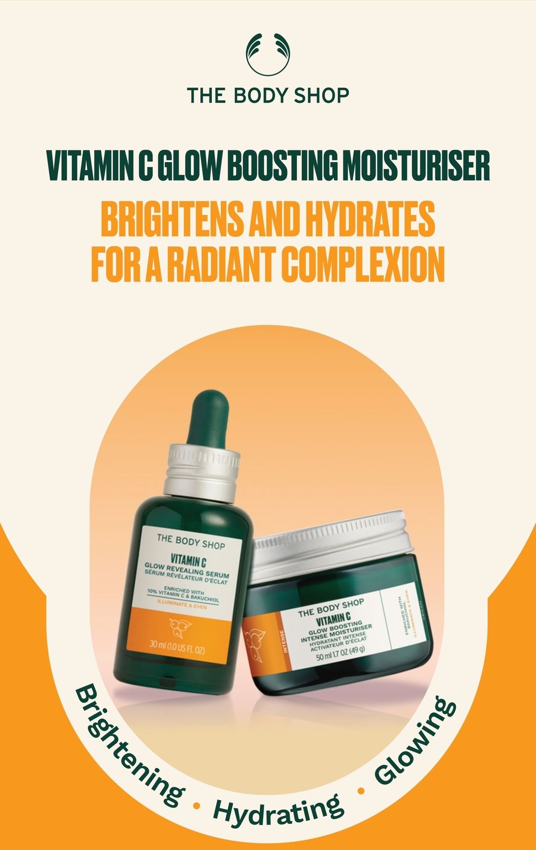 The Body Shop Vitamin C Glow Boosting Moisturiser - Brightens and Hydrates for a Radiant Complexion