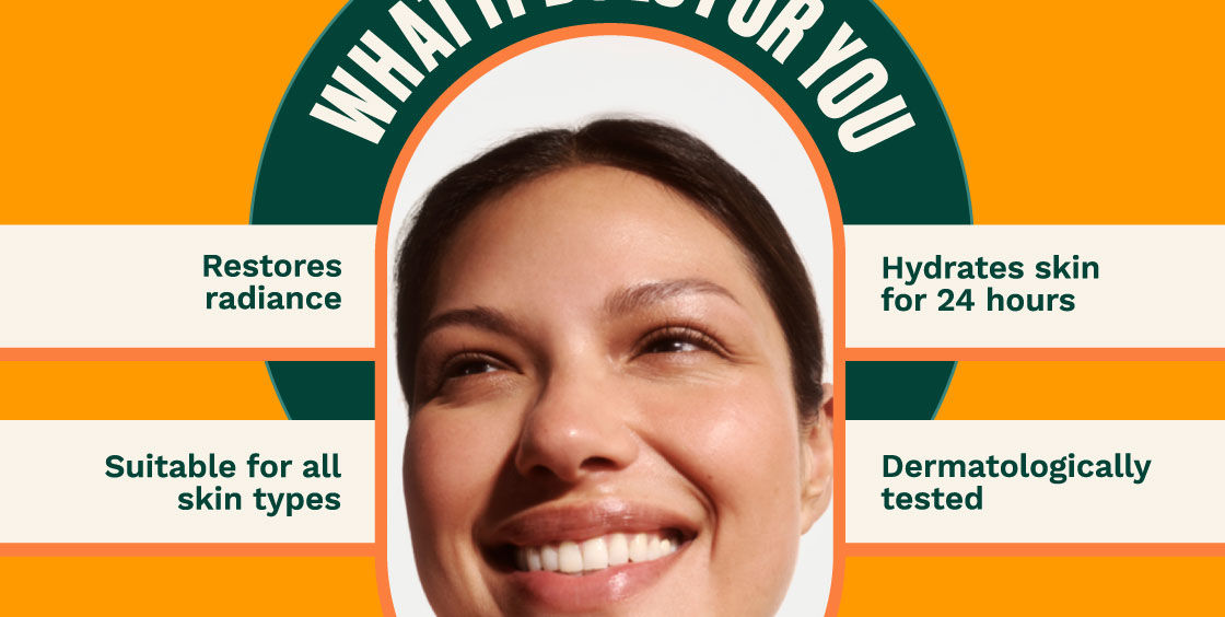 Restores radiance, Hydrates Skin for 24hrs, Suitable for all skin types, Dermatologically tested