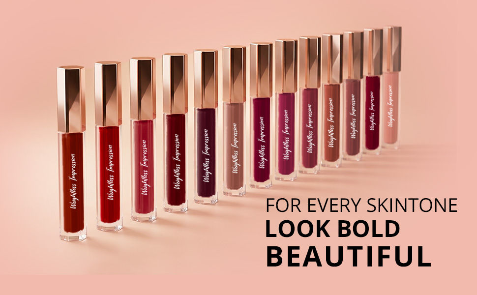 FLiCKA Weightless Impression Liquid Lipstick - For Every Skin Tone Look Bold Beautiful - full shade lineup