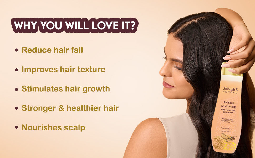 Jovees Herbal Henna & Ginseng Anti Hair Loss Shampoo | herbal shampoo | anti hair fall shampoo | anti hair loss shampoo | shampoo for women | anti dandruff shampoo | henna and ginseng shampoo | dandruff shampoo | onion shampoo | shampoos anti hair fall | hair fall shampoo