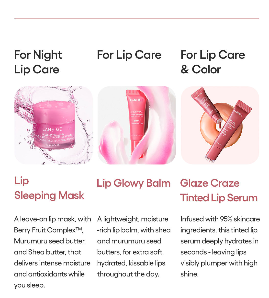 Lip Glaze tinted serum page thirteen.