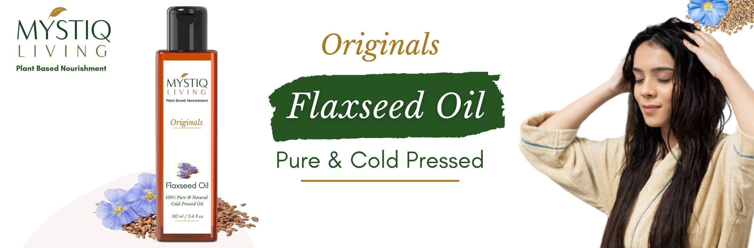 Buy Mystiq Living Flaxseed Oil for Hair, Face & Skin, 100% Pure