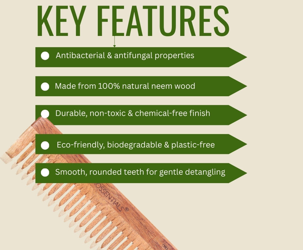 Neem Wooden Comb Wide Teeth