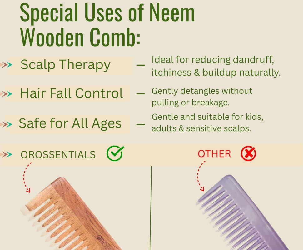 Neem Wooden Comb Wide Teeth