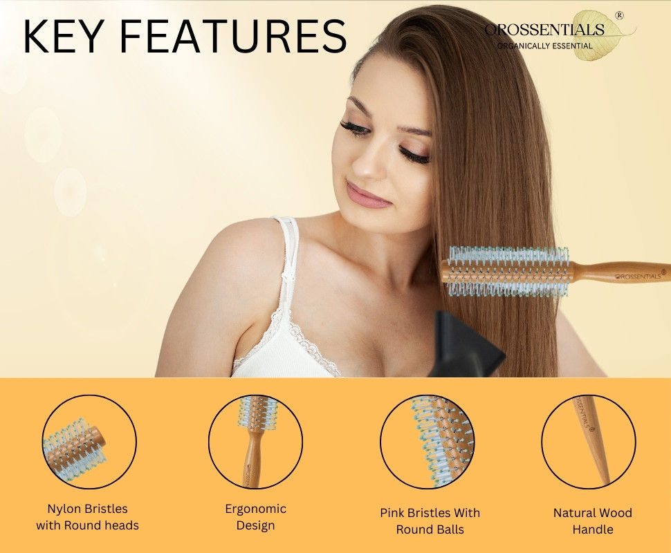 Round Nylon Blue Hair Brush