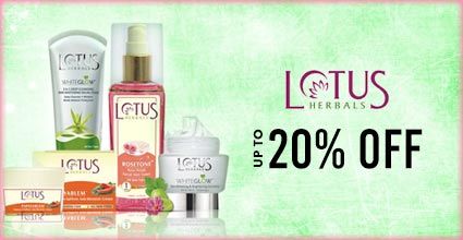 Get Online Offers on Lotus Herbals Products Upto 20%