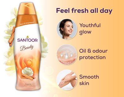 Buy Santoor Beauty Perfumed Talc Powder with Sandalwood Extract Online