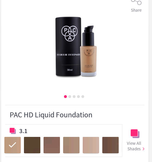 pac foundation shades