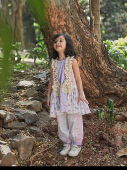 Little Shiro - Multi-Color Printed A-Line Kurta with Frills Salwar (Set of 2)