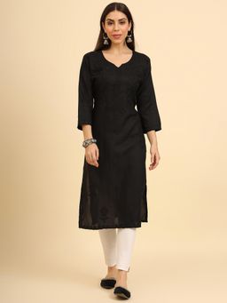VAIRAGEE - Cotton Lucknowi Chikankari Work Straight Kurta