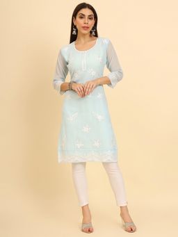 VAIRAGEE - Georgette Lucknowi Chikankari Work Straight Kurta