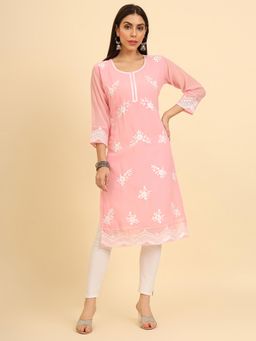 VAIRAGEE - Georgette Lucknowi Chikankari Work Straight Kurta