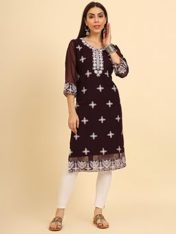VAIRAGEE - Georgette Lucknowi Chikankari Work Straight Kurta