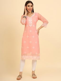 VAIRAGEE - Georgette Lucknowi Chikankari Work Straight Kurta