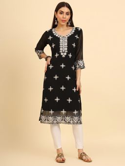 VAIRAGEE - Georgette Lucknowi Chikankari Work Straight Kurta