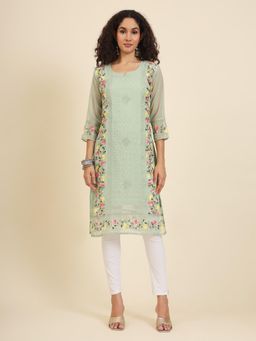 VAIRAGEE - Georgette Lucknowi Chikankari Work Straight Kurta