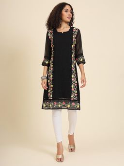 VAIRAGEE - Georgette Lucknowi Chikankari Work Straight Kurta