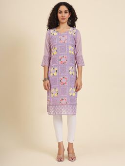 VAIRAGEE - Georgette Lucknowi Chikankari Work Straight Kurta