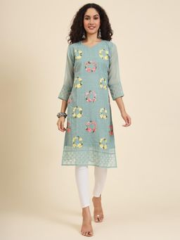 VAIRAGEE - Georgette Lucknowi Chikankari Work Straight Kurta