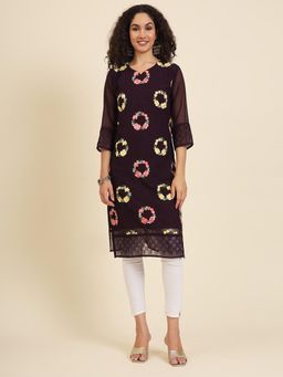 VAIRAGEE - Georgette Lucknowi Chikankari Work Straight Kurta