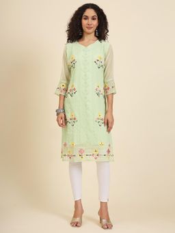 VAIRAGEE - Georgette Lucknowi Chikankari Work Straight Kurta