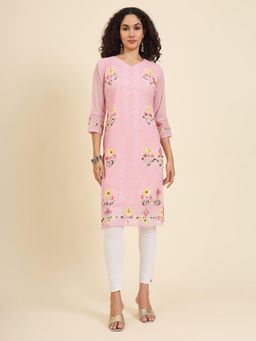 VAIRAGEE - Georgette Lucknowi Chikankari Work Straight Kurta