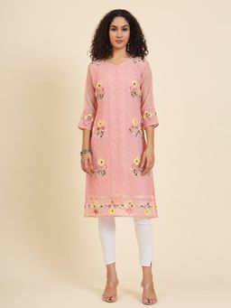 VAIRAGEE - Georgette Lucknowi Chikankari Work Straight Kurta