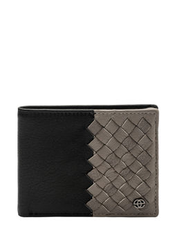 Eske - Hilary Leather Men's Two Fold Wallet Black & Grey Cosmos